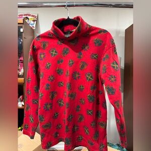 Hunt Club Red Turtleneck with Multicolor Patterns
